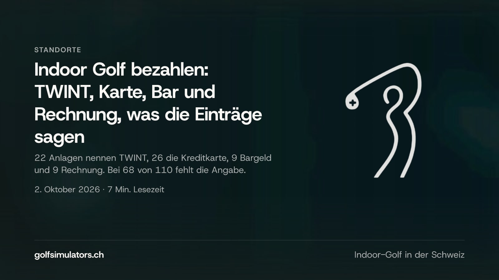 Indoor Golf bezahlen: TWINT, Karte, Bar und Rechnung, was die Einträge sagen — Beitragsbild